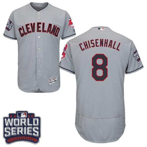 Indians #8 Lonnie Chisenhall Grey Flexbase Authentic Collection 2016 World Series Bound Stitched MLB Jersey - Click Image to Close